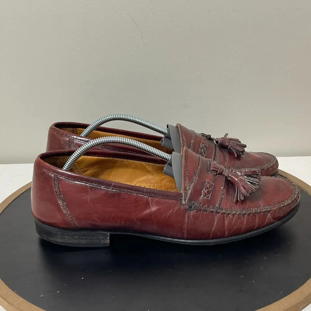 Florsheim Mens Tassel Loafers Burgundy Leather Made in Italy 10‎ D Dress Shoe